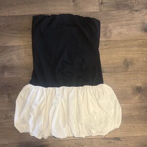 SHEIN Black and White Strapless Dress